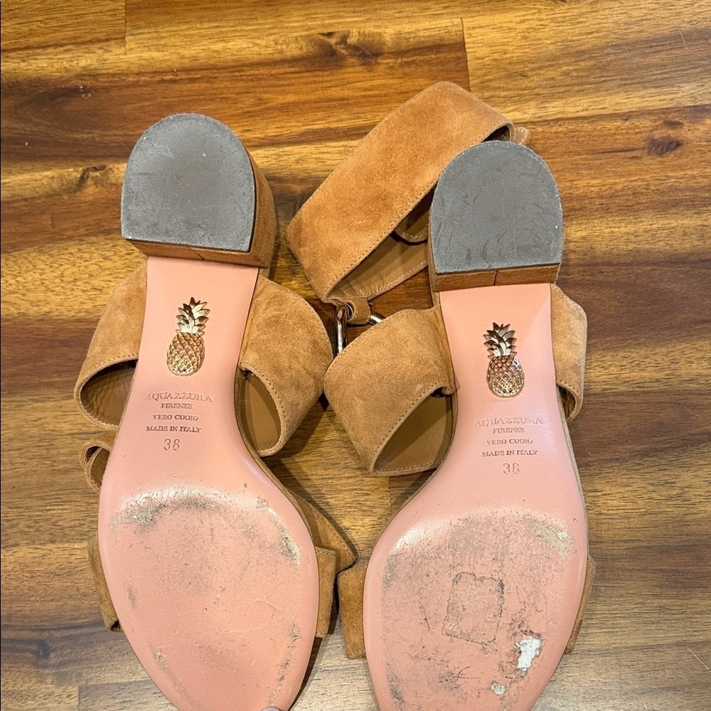 Aquazzura Safari Suede Sandals in Camel size 38 - Picture 5 of 6